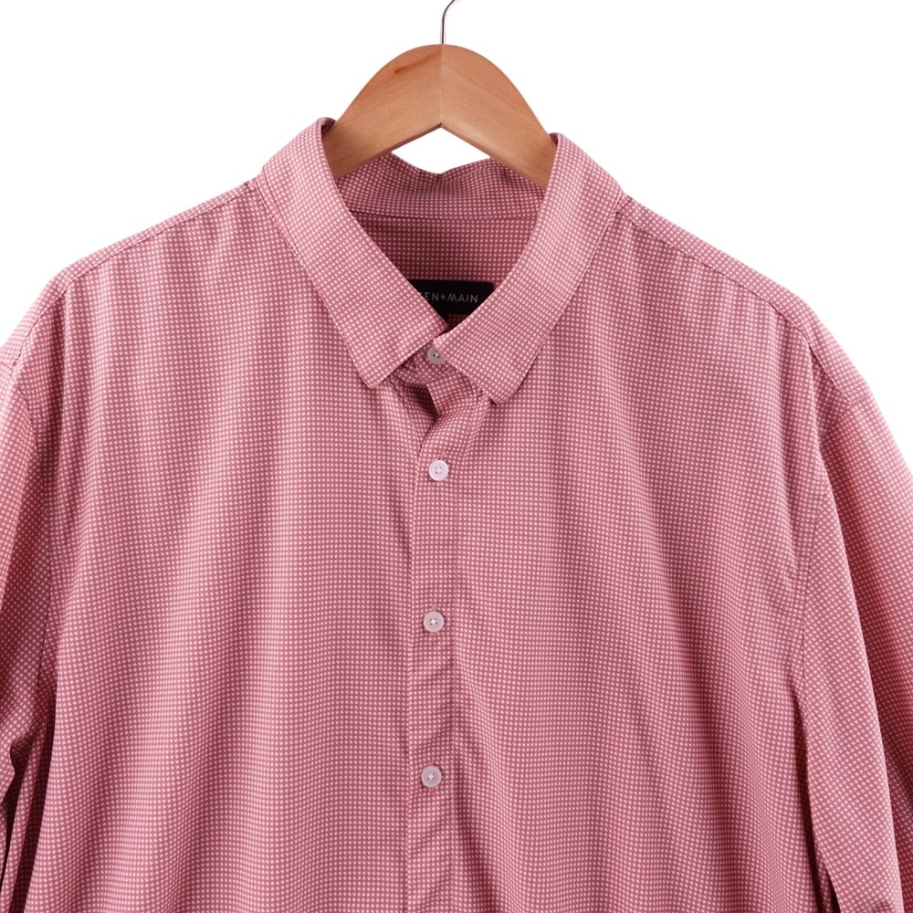 Mizzen+Main Performance Geometric Button Down Shirt Men's XXL Trim Red‎ White